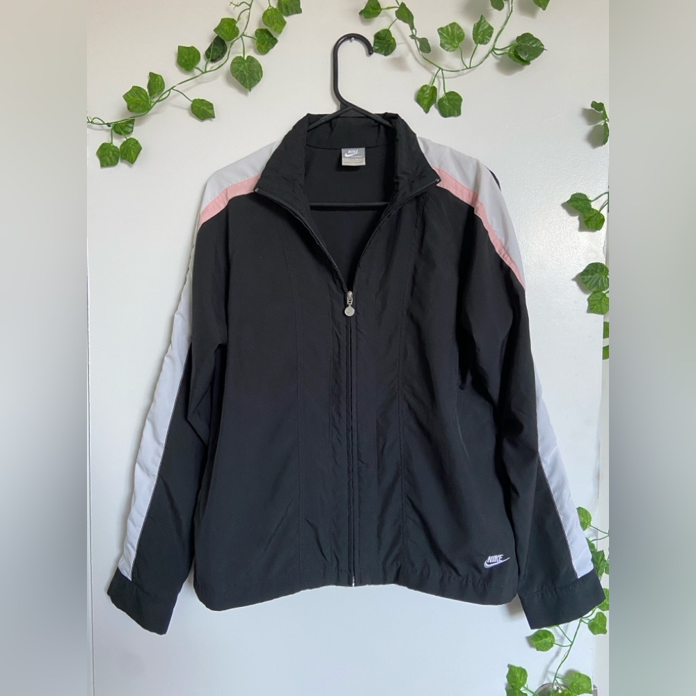 Vintage Y2K Nike Sportswear Colorblock Track Jacket Black Pink White Size L